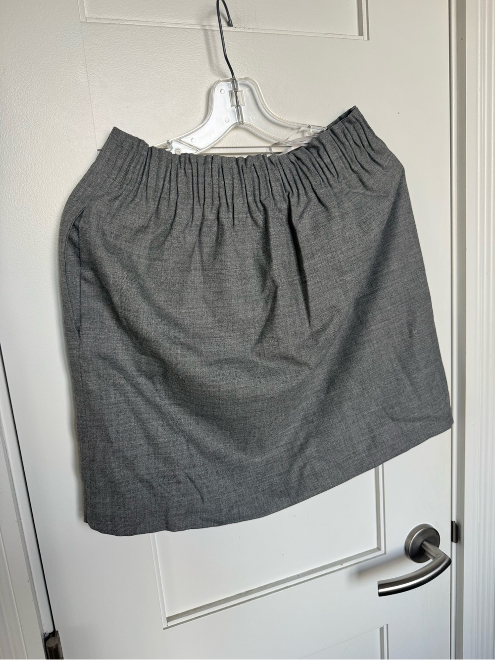 J. Crew Charcoal Elastic-Waist Wool blend Mini Skirt